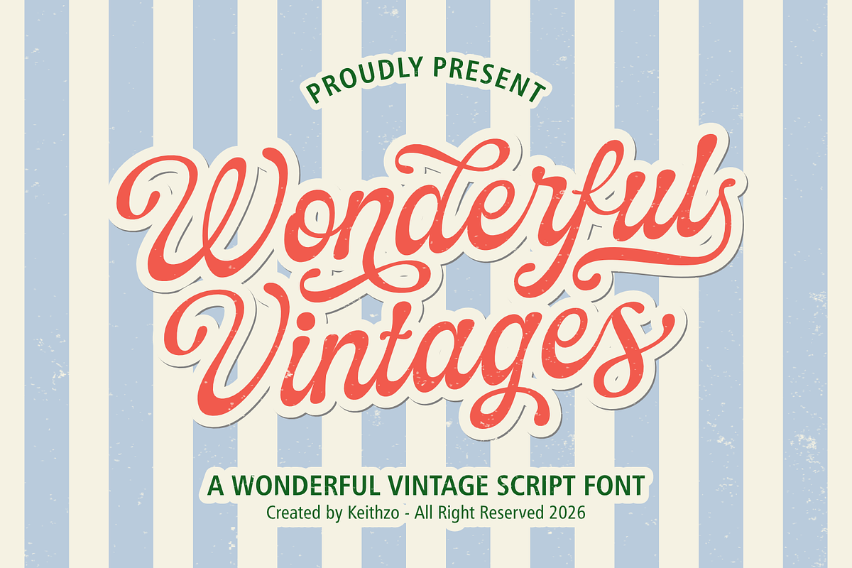Wonderful Vintages - Retro Font, a Font by Keithzo (Photo 1 of 6)