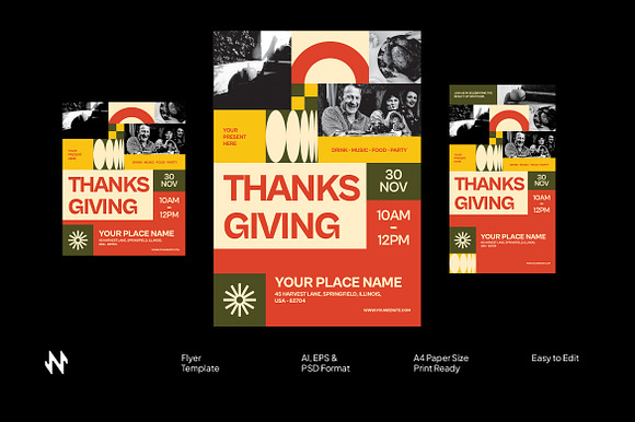 Thanksgiving Retro Vibes Flyer preview 5