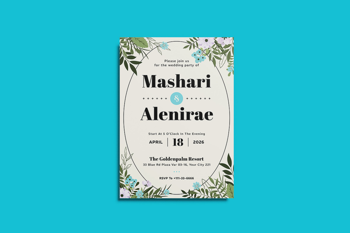 Abrel Floral Wedding Invitation, an Invitation Template by iDoodle Studio (Photo 2 of 4)