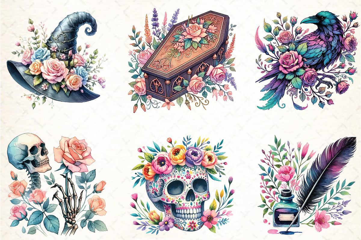 Gothic Spring Clipart, an Illustration by DreamCafeArt (Photo 3 of 5)