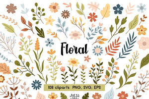 Boho Floral Clipart