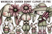 Whimsical Garden Bunny Clipart Set, an Illustration by Libby Wishes (Thumbnail 1 of 7)