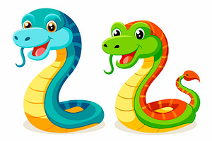 Cartoon Snakes with Bright Colors, an Animal Illustration by Imamul001