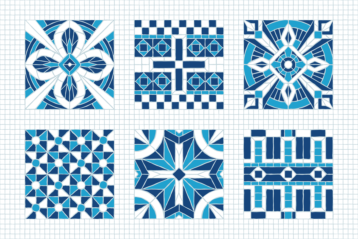 30x3 VINTAGE MOSAIC PATTERNS (BLUE), a Pattern Graphic by 2DFUNS (Photo 4 of 7)