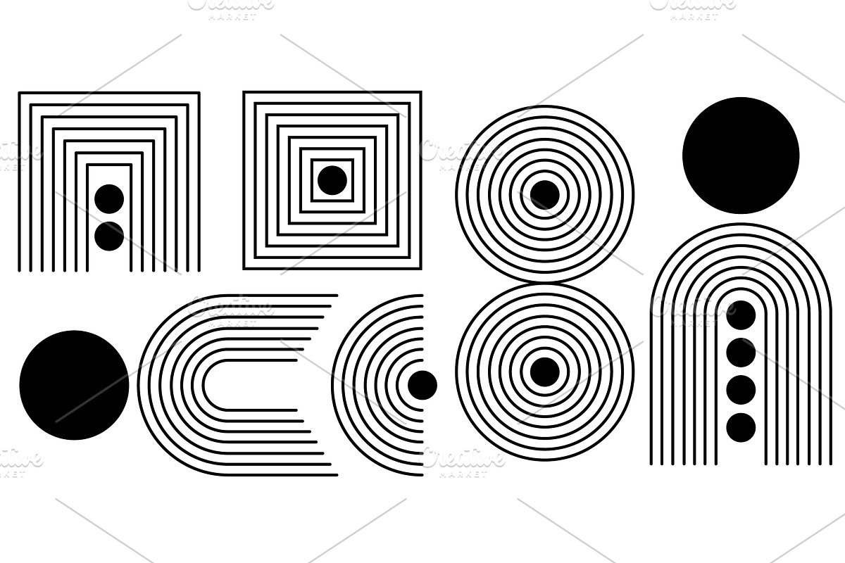 Abstract line compositions with arch, an Object Illustration by art PVP - market