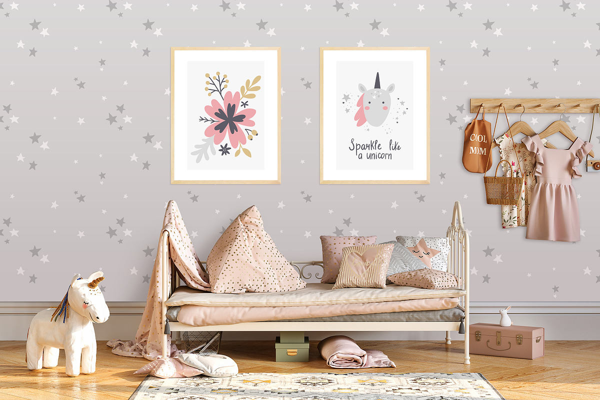 Unicorns in the garden kids clipart, a Decorative Illustration by Leysan Shayak (Photo 11 of 14)