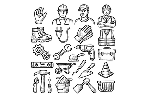 Construction Tools Doodle Icons, an Object Graphic by RT Studio