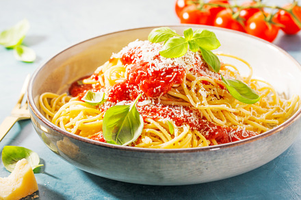 Pasta with tomato sauce and parmesan featuring pasta, tomato, and sauce, a Food & Drink Photo by Valeria Art