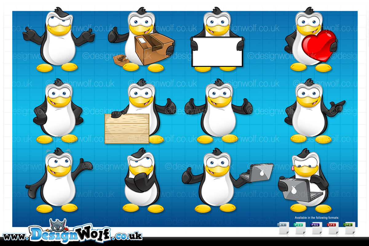 Penguin Character - In 12 Poses, an Animal Illustration by DesignWolf (Photo 2 of 2)
