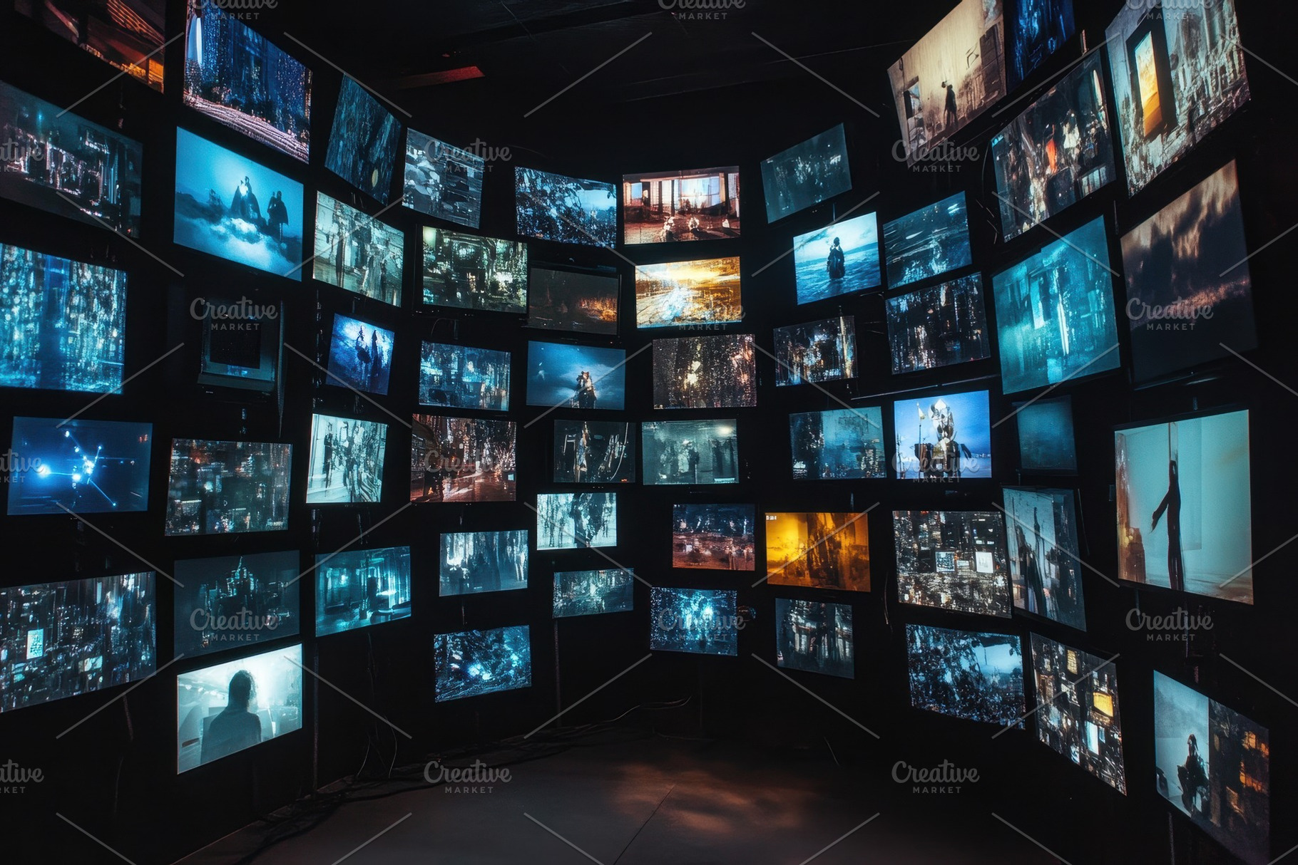 Wall of monitors displaying a variet, a Photo by Iftikhar Alam