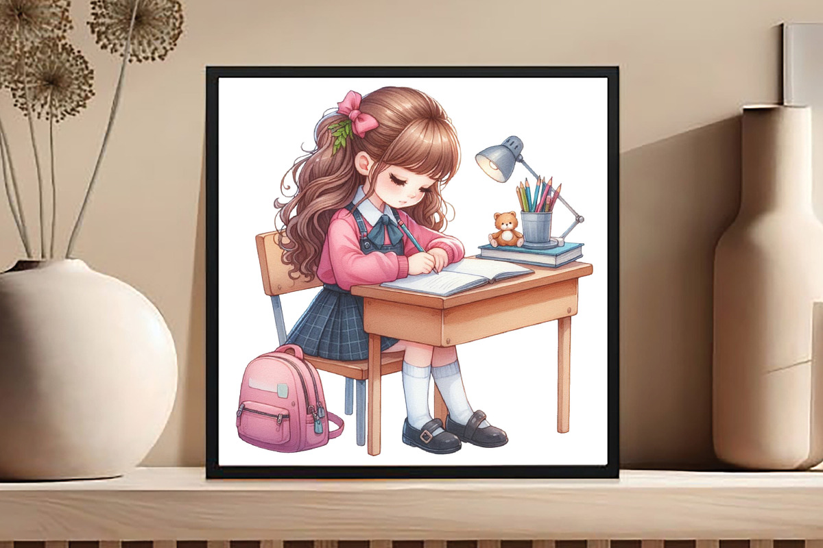Whimsical School Girl Clipart PNG, an Illustration by DreamCafeArt (Photo 5 of 5)