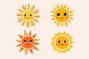 Cute Sun Characters Collection, an Object Illustration by AnbyArt (Thumbnail 3 of 4)