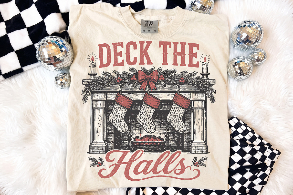 Vintage Deck The Halls Christmas PNG, a Seasonal Illustration by Libby Wishes (Photo 4 of 4)