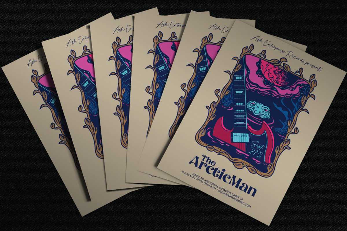 Drowned Guitar Hand Drawn Flyer, a Flyer Template by ashenterprise (Photo 2 of 4)