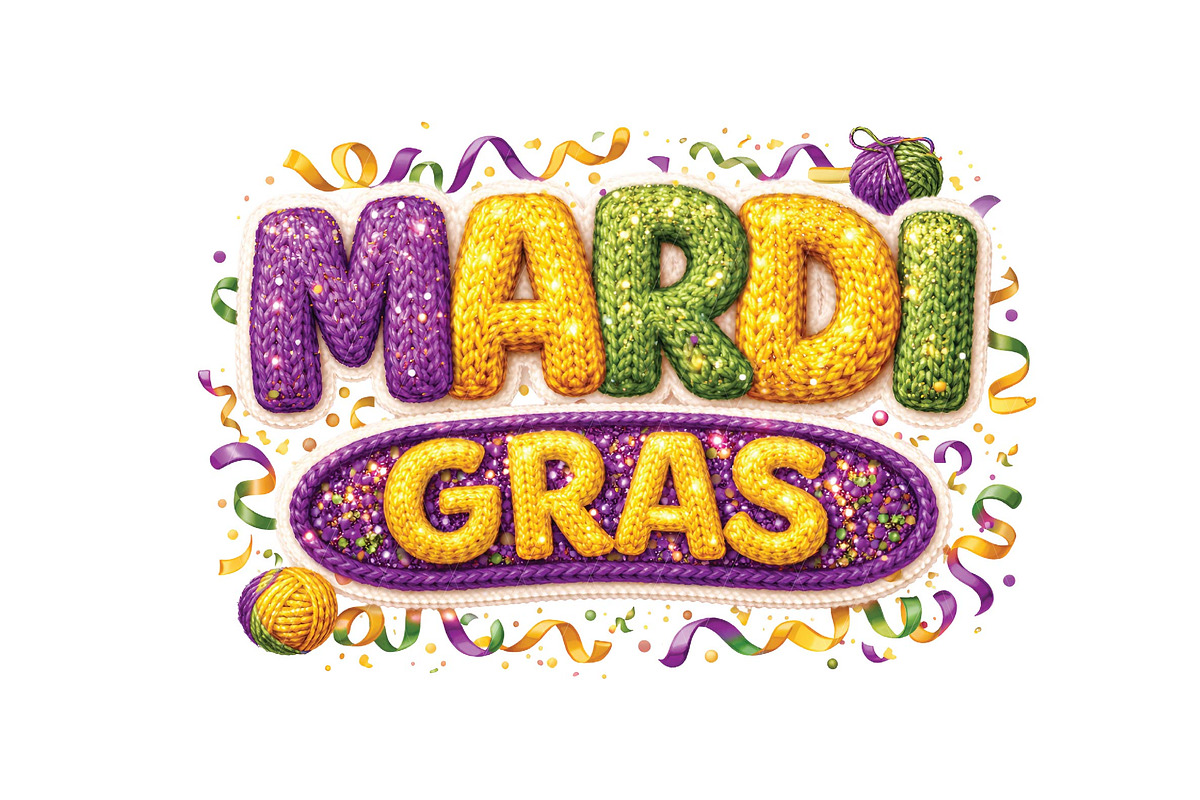 Faux Yarn Mardi Gras Png Crochet Png, an Illustration by DreamPrint404 (Photo 2 of 6)
