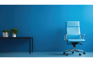 ergonomic office furniture blue ai, an Abstract Photo by pikepicture