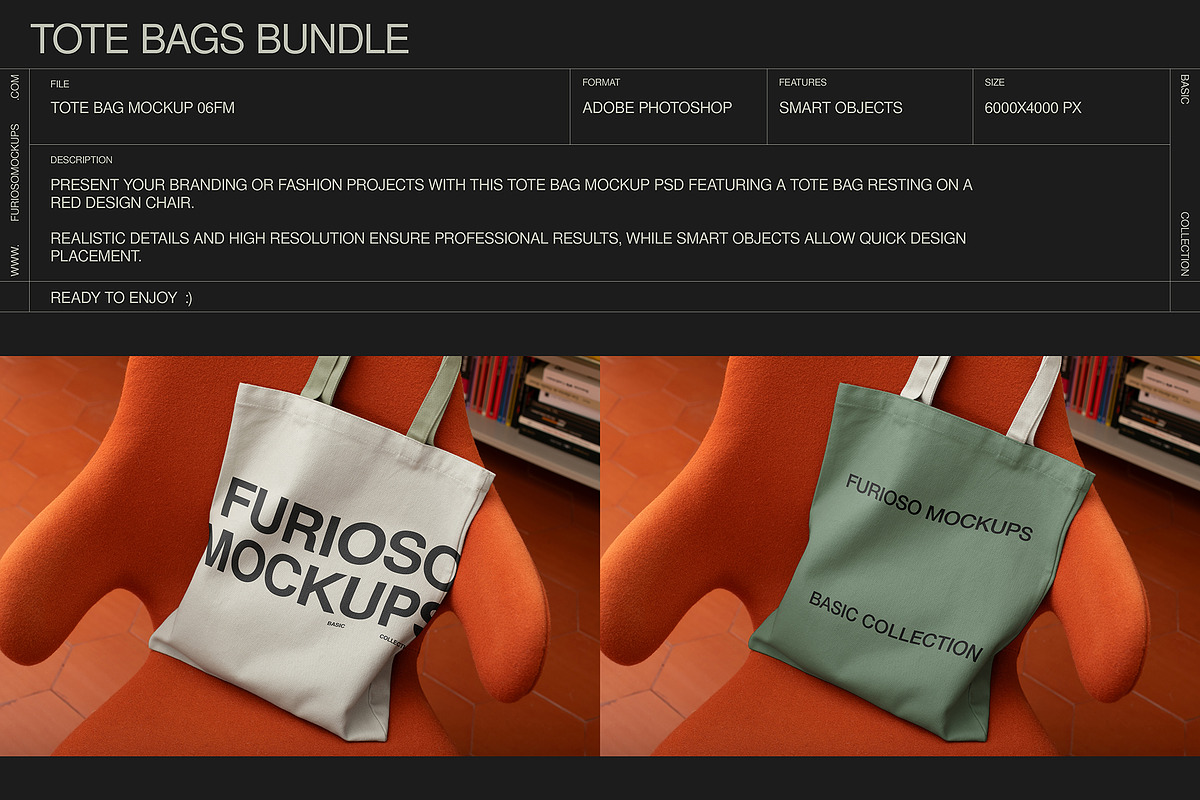 Tote Bag Mockup Bundle – 6 PSD, a Packaging Mockup by FURIOSO mockups (Photo 5 of 15)