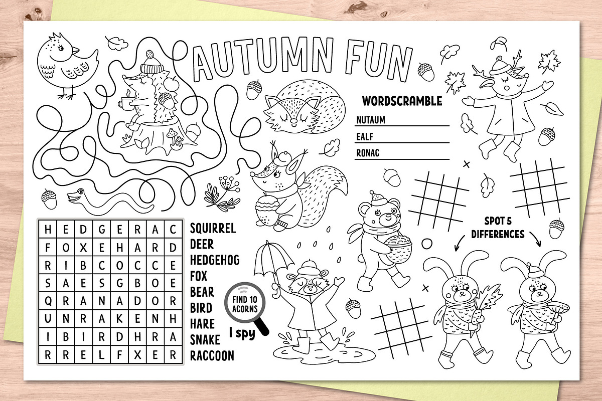 Autumn activity mats collection, an Animal Illustration by Lexi Claus (Photo 3 of 6)