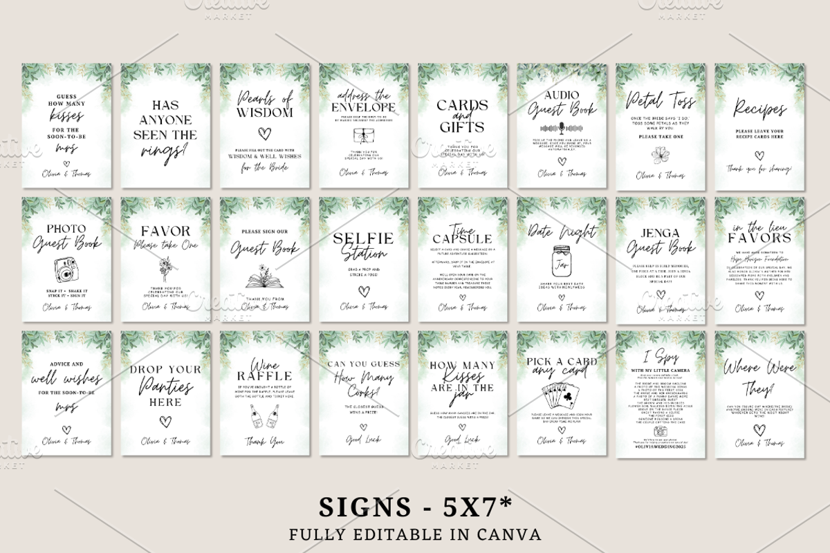 Greenery Bridal Shower Games, an Invitation Template by Coralcreations (Photo 3 of 7)