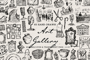 Art Gallery Clipart, Museum Ink Set