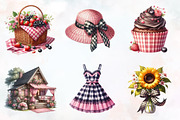 Black and Pink Gingham Summer Clipar, a Seasonal Illustration by RobertsArt (Thumbnail 2 of 7)