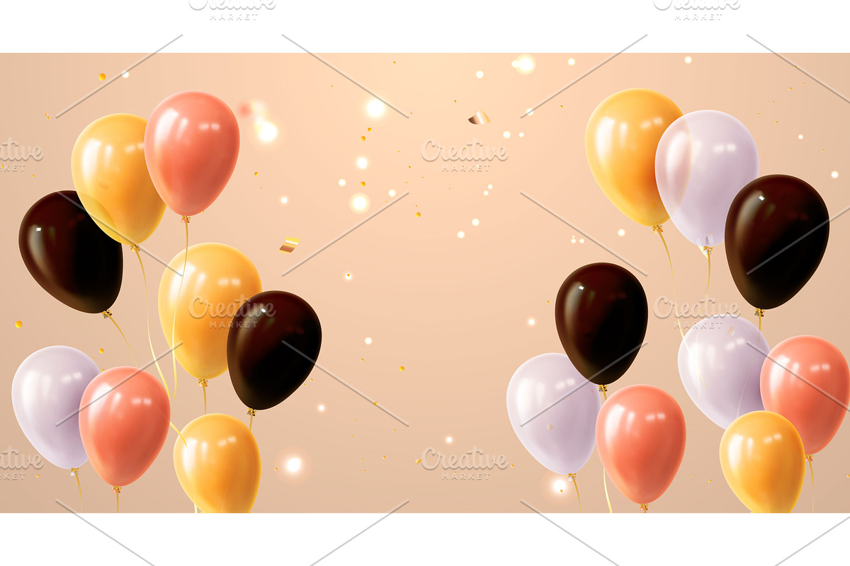 Golden, black balloons, gold, an Object Illustration by art PVP - market