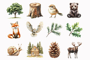 Watercolor Woodland Story Clipart, a Seasonal Illustration by Design Market (Thumbnail 2 of 4)