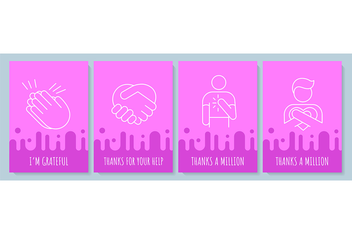 Thank you postcard with glyph icon, a Card Template by IMG Visuals