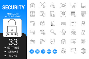 Security minimalist outline icon set, an Outline Icon by Icons