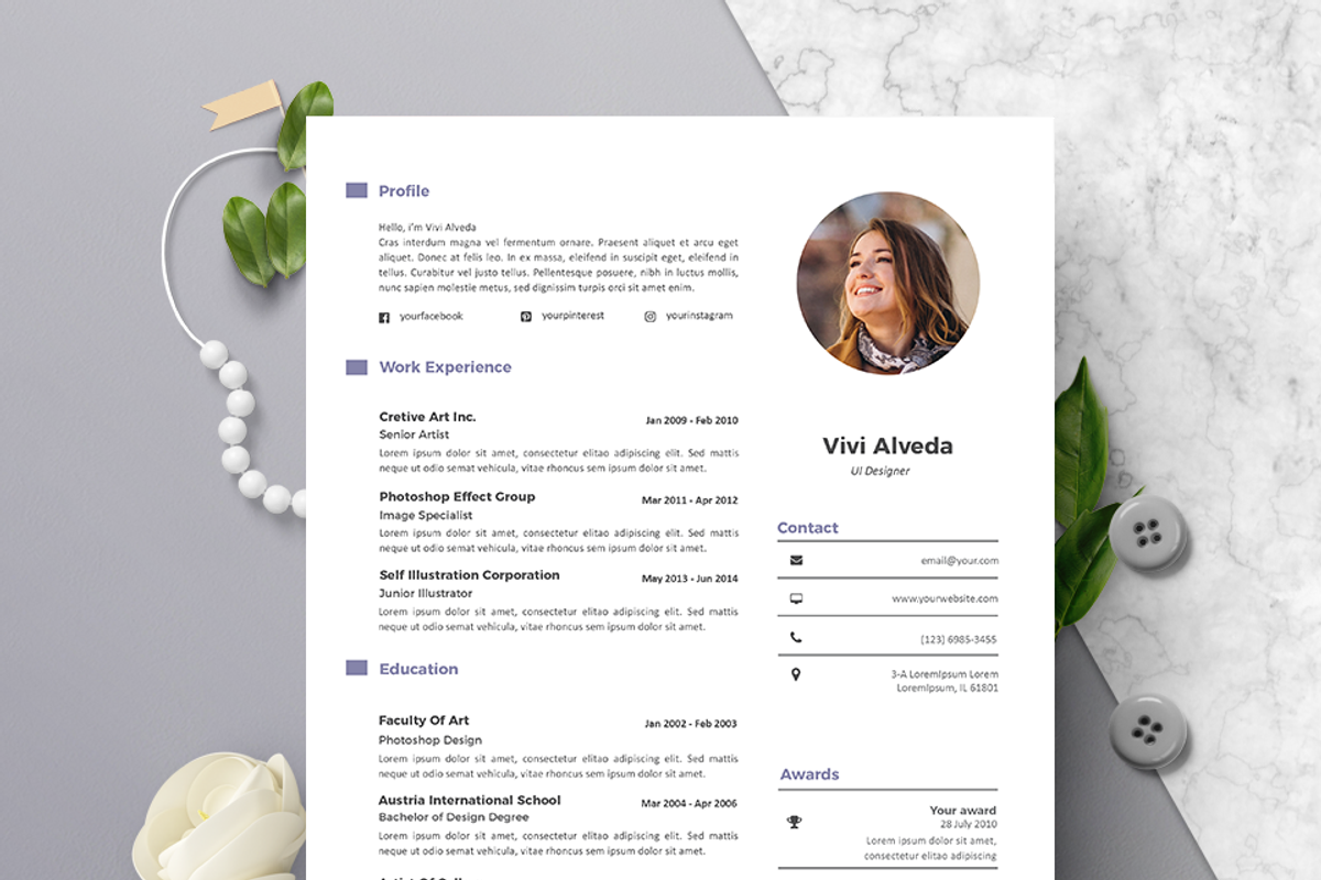Modern Resume & CV Template, a Resume Template by Hito Graphic (Photo 2 of 8)