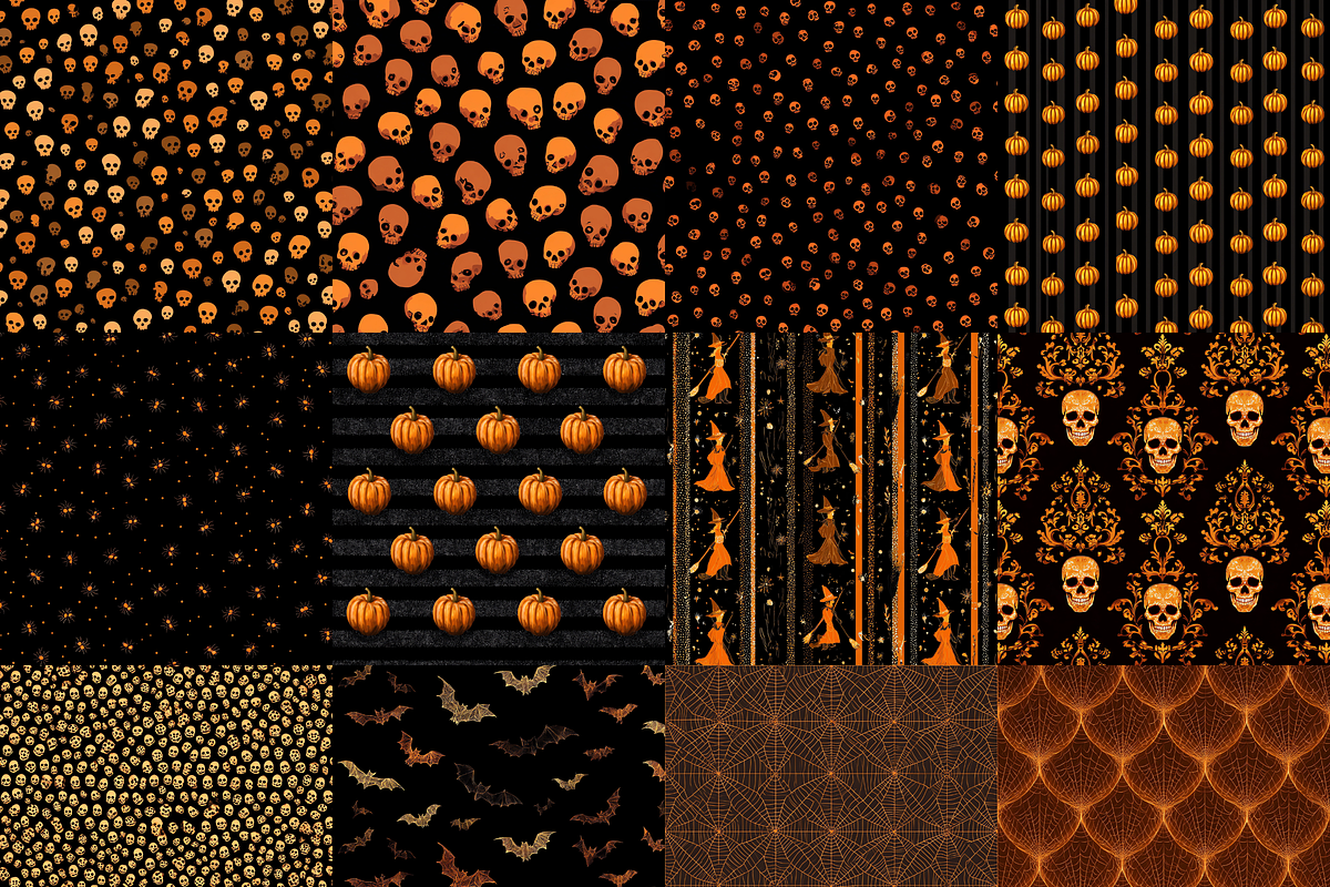 Black Copper Halloween Digital Paper, a Pattern Graphic by LA Design (Photo 3 of 10)