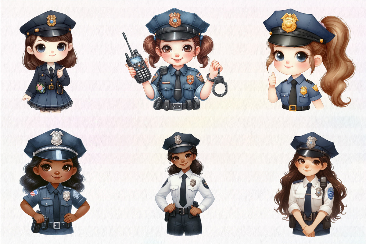 Watercolor Cute Police Clipart, an Illustration by CreationArt (Photo 3 of 5)