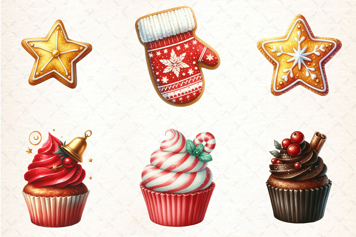 Christmas Cookies and Cupcakes Clipa, an Illustration by DreamCafeArt (Photo 3 of 8)