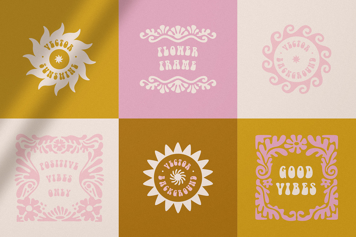Groovy flowers - vector elements, a Background Graphic by venimo (Photo 3 of 6)
