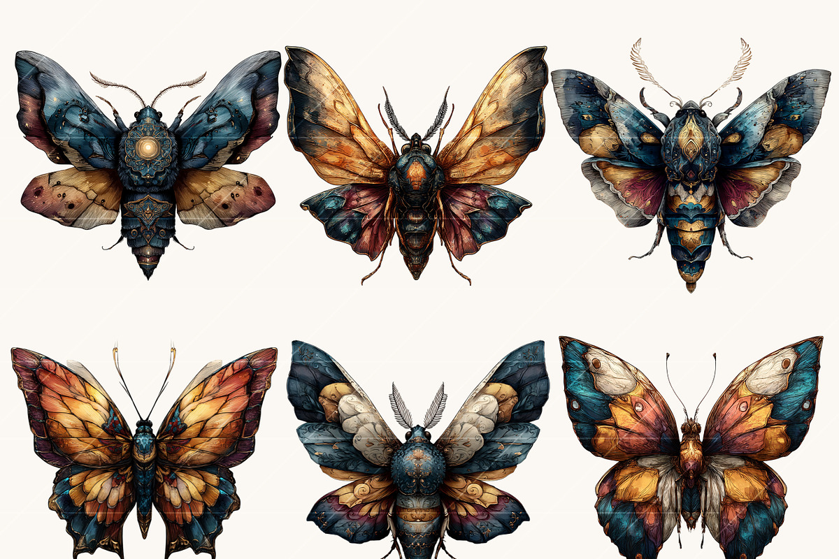 Mystical Moth Clipart Bundle, an Object Illustration by Design Scotch (Photo 2 of 9)