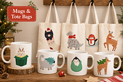 Christmas Animals Illustrations, a Seasonal Illustration by Anna Studio (Thumbnail 7 of 12)
