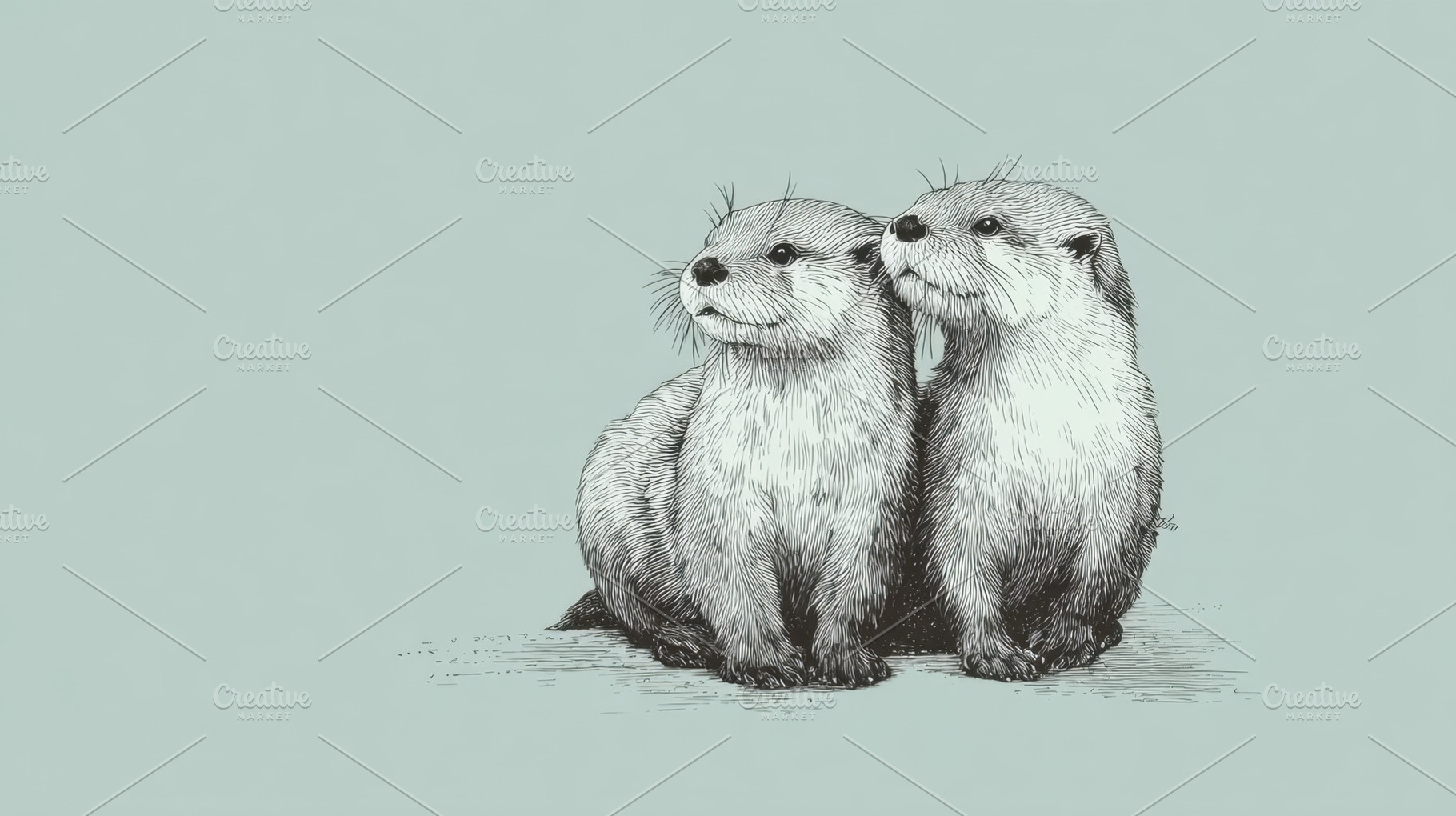 Otters sit together in quiet moment, a Photo by Beautiful things
