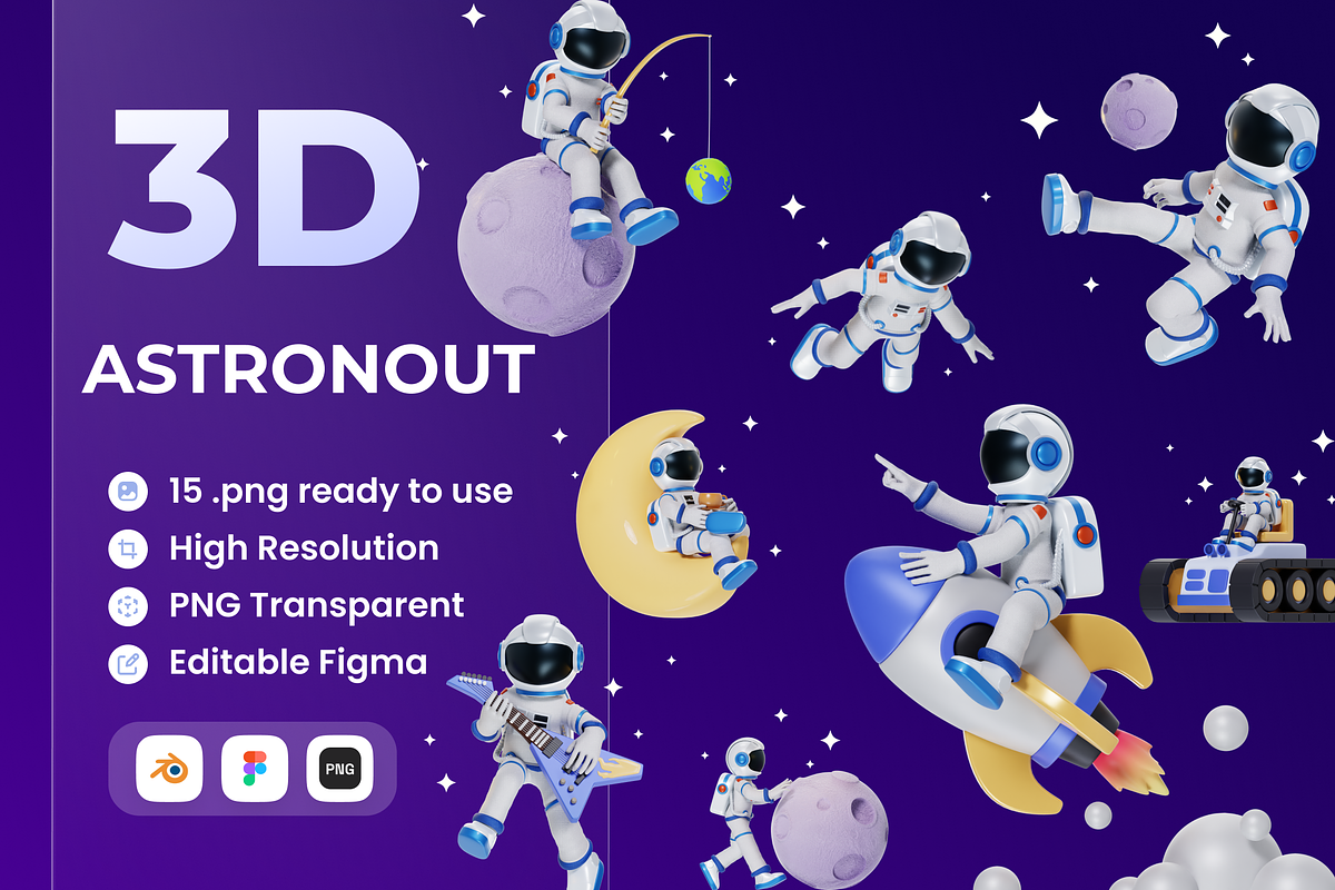 Astronout 3D Illustration, a Characters & Person 3D Model by Vektora Studio (Photo 1 of 2)