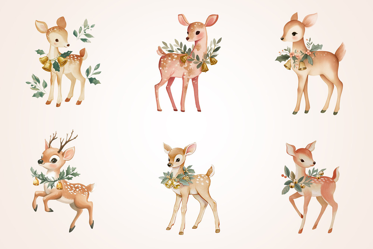 Woodland Deer Clipart, a Seasonal Illustration by Housui Patterns (Photo 5 of 13)