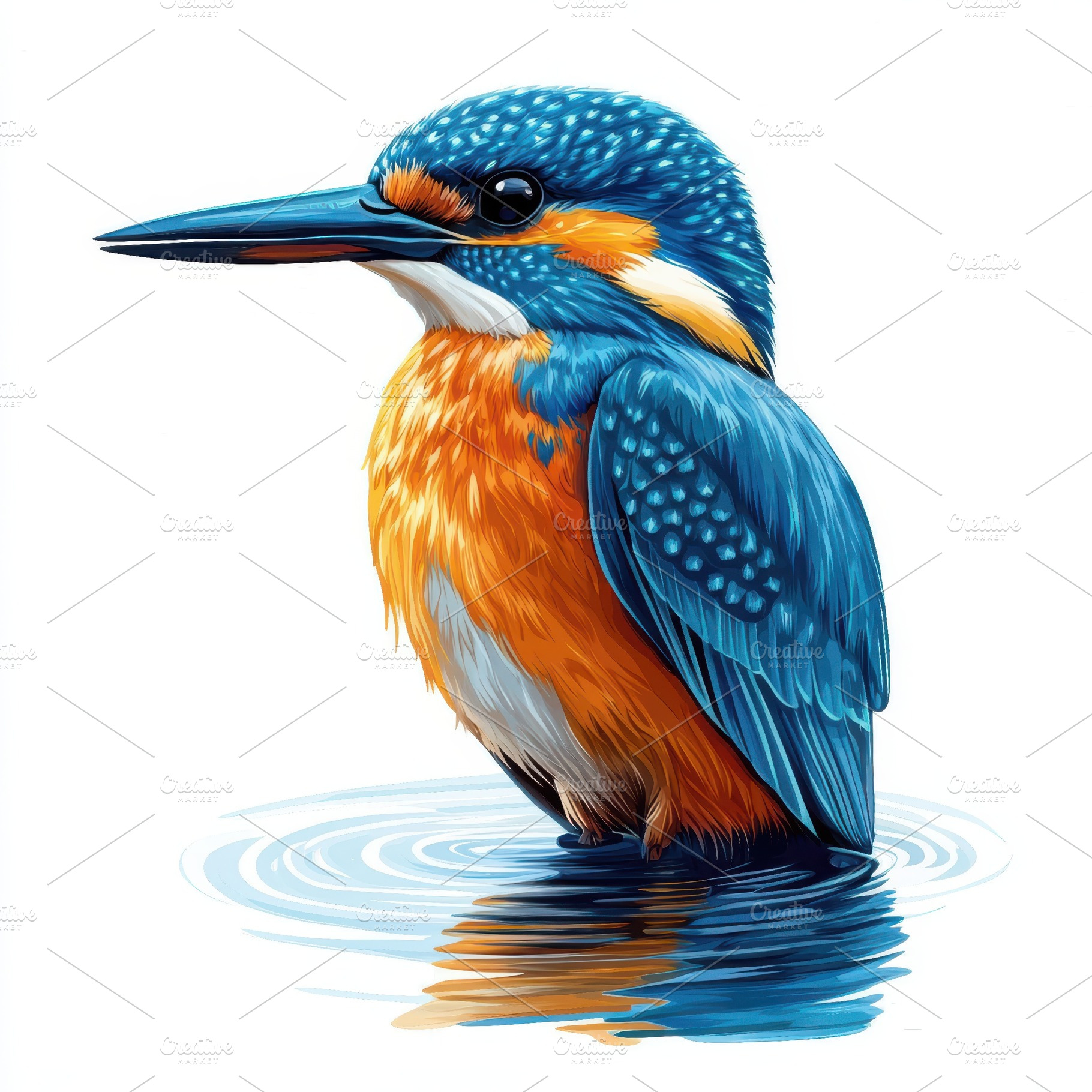 Vibrant Kingfisher Bird in Water Nat, an Animal Photo by Pixeness Studio