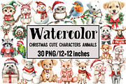 Christmas Cute Characters Animals, an Illustration by Design Market (Thumbnail 1 of 3)
