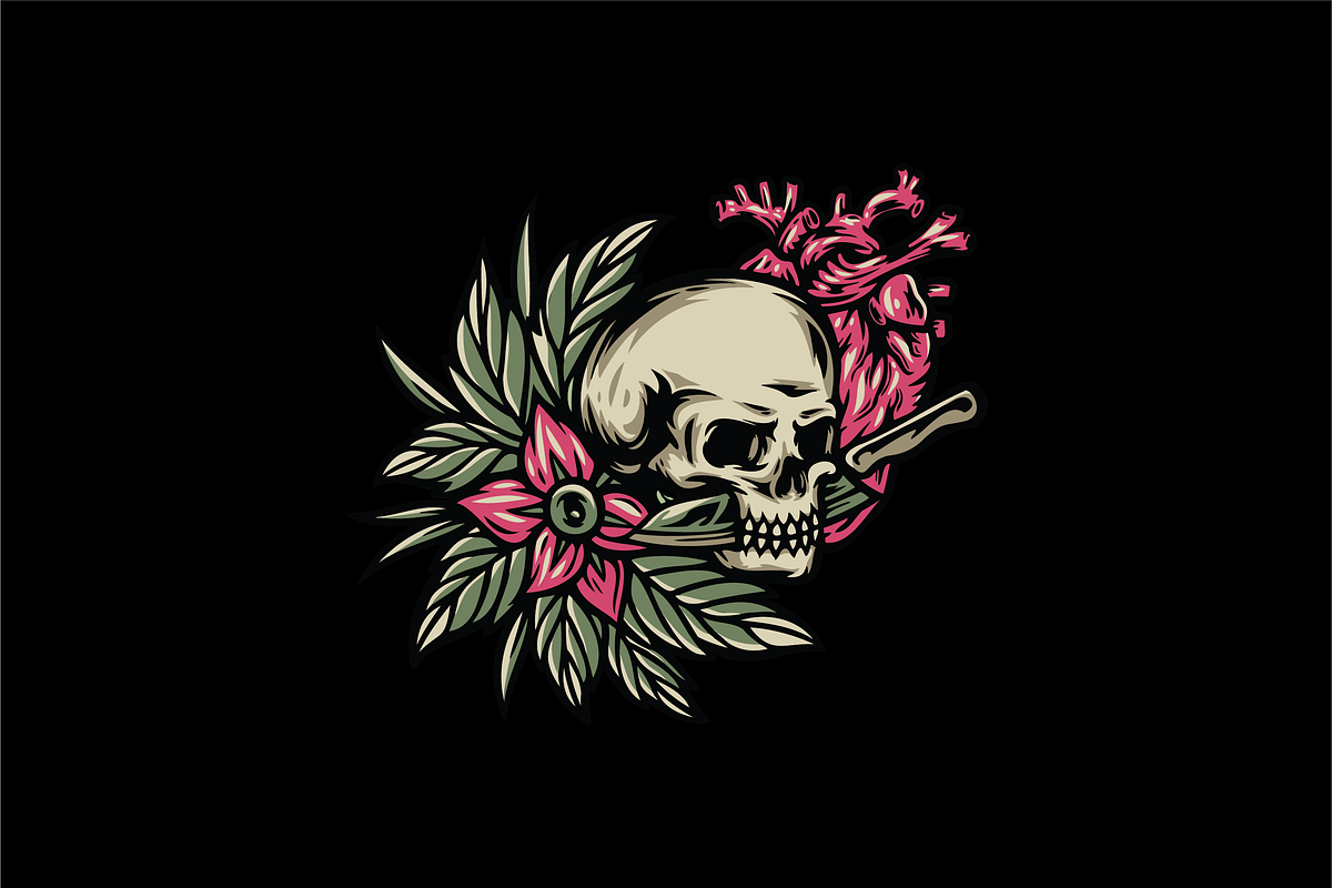 Skull with flowers and heart, an Object Illustration by nomlimo.com (Photo 1 of 3)