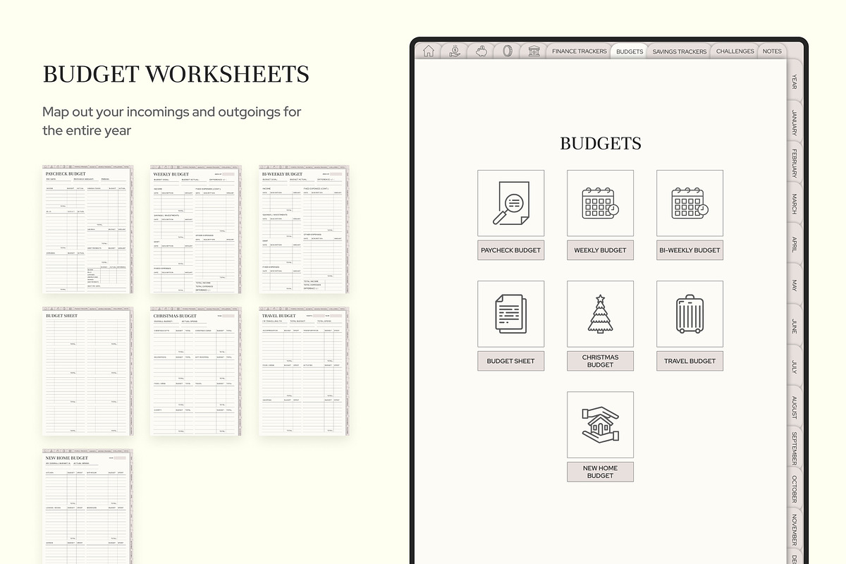 Boho Digital Budget Planner, a Templates & Theme by Digital_Mind (Photo 6 of 10)