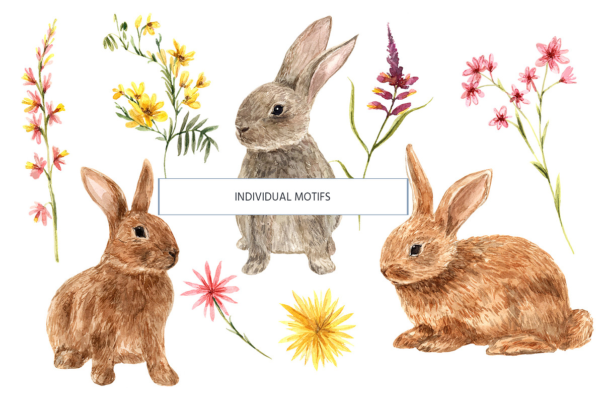 CUTE BUNNIES & florals, a Pattern Graphic by HannaStudio (Photo 2 of 9)