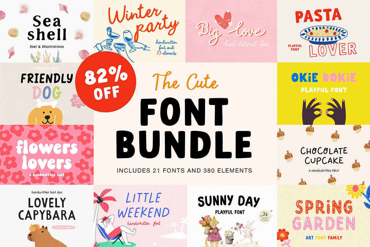 Cute Font BUNDLE | Part 2, a Handwritten Font by JuliaVolkova (Photo 1 of 13)