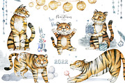Cute Tiger and Christmas Watercolor, an Animal Illustration by Ann Art Houze (Thumbnail 2 of 11)