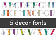 Five variations of font decoration, a Serif Font by pixelwerk (Thumbnail 1 of 6)