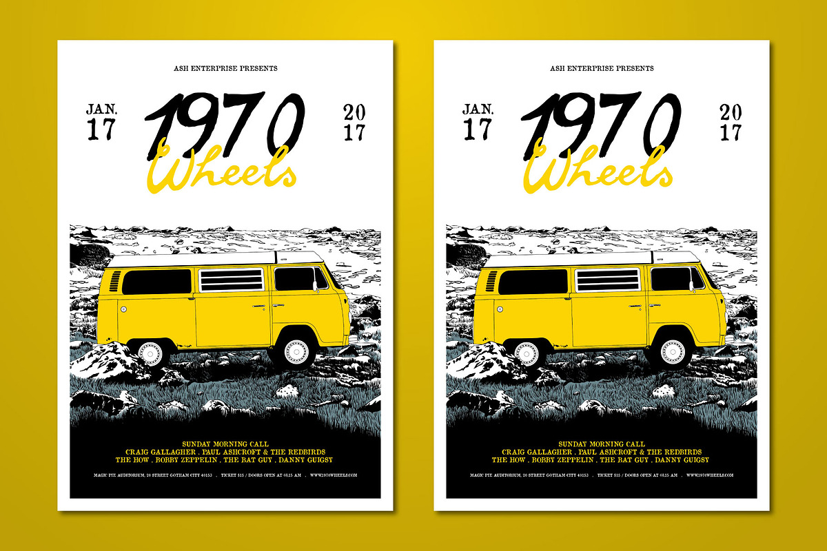 Hand Drawn 1970 Wheels Flyer, a Flyer Template by ashenterprise (Photo 2 of 3)