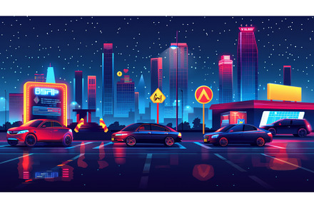 Cityscape silhouettes under a dark, a Transportation Photo by ZinetroN