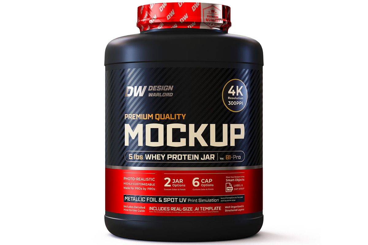 5lb Whey Protein Jar Mockup B1-Pro, a Packaging Mockup by Design Warlord (Photo 1 of 16)